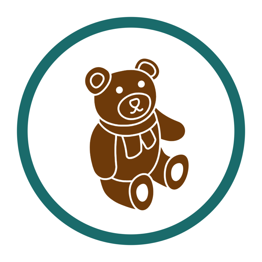 CAT_TN_Image_06 Icon of a teddy bear inside a circular border.